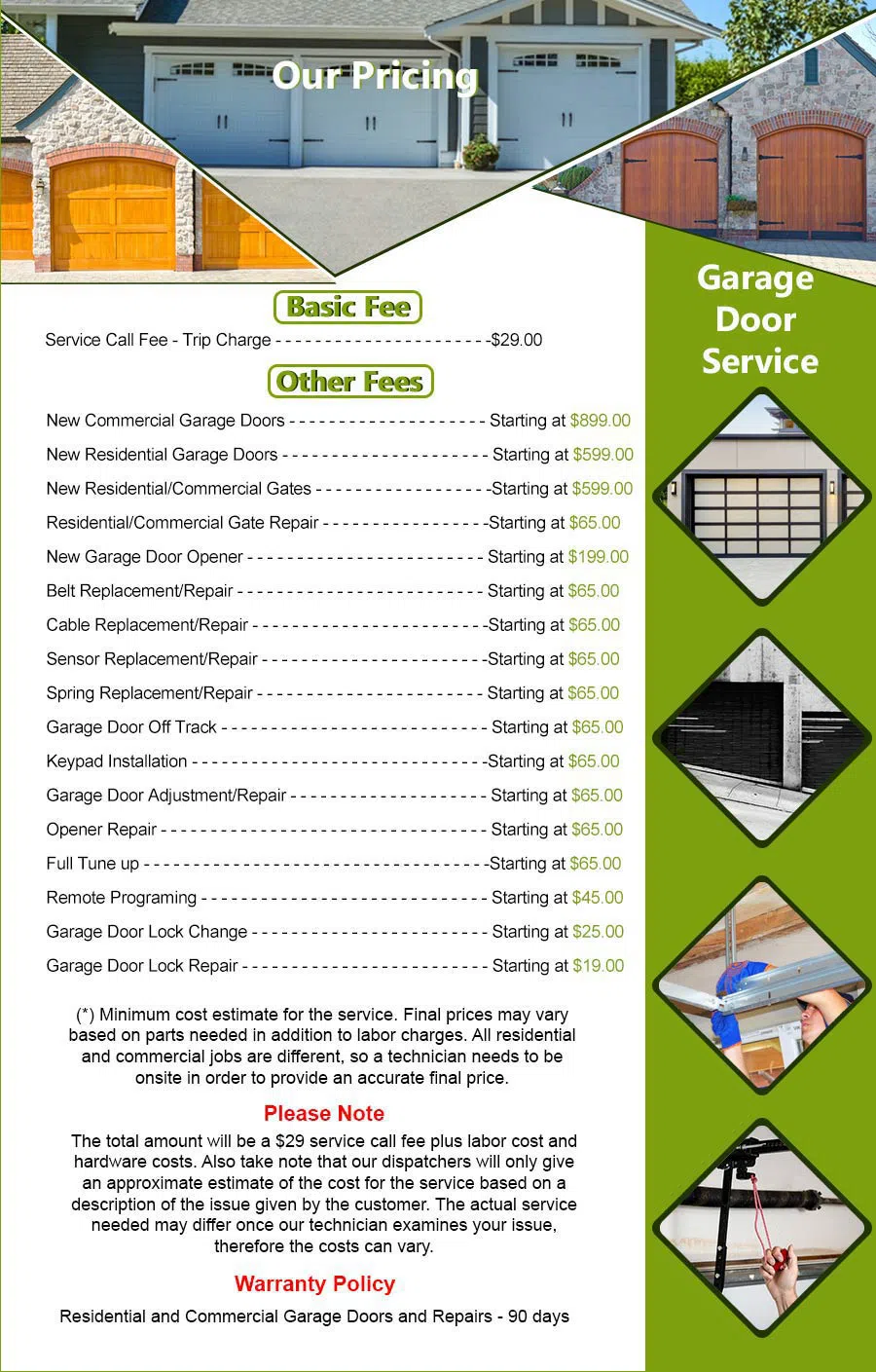 Galaxy Garage Door Service Rosemont, IL 847-549-2554 - pricelist5